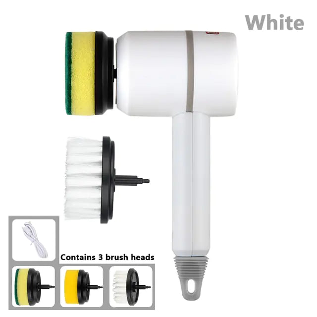 Electric Cleaning Brush with 3 Heads — Rechargeable, Efficient, and Built for Reuse