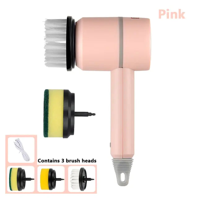 Electric Cleaning Brush with 3 Heads — Rechargeable, Efficient, and Built for Reuse