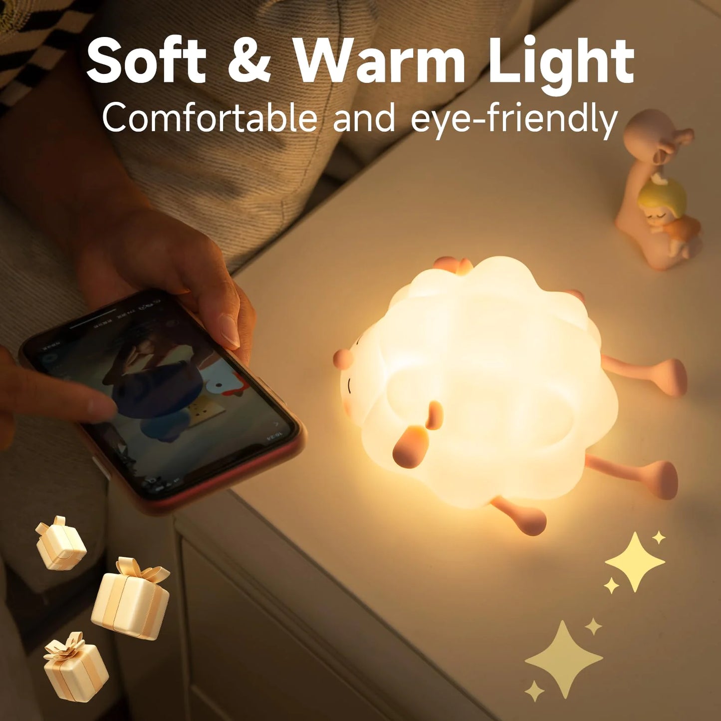 Silicone Sheep Night Light — Rechargeable, Dimmable, Kid‑Safe