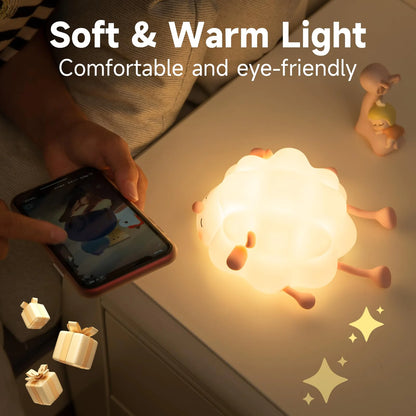 Silicone Sheep Night Light — Rechargeable, Dimmable, Kid‑Safe