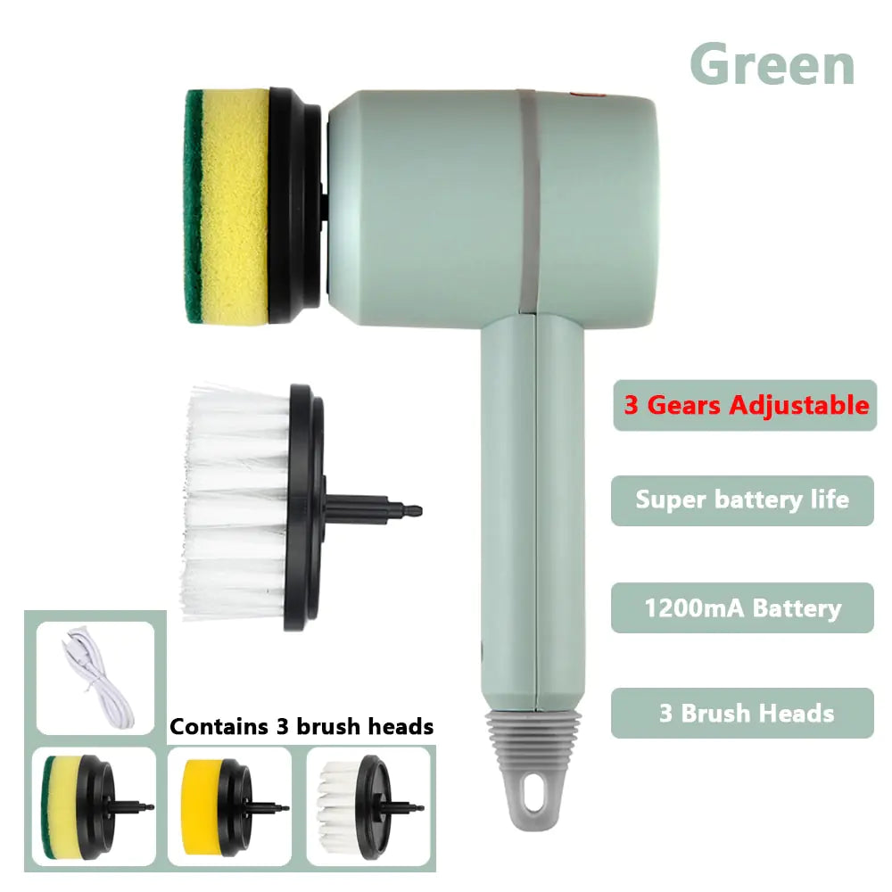 Electric Cleaning Brush with 3 Heads — Rechargeable, Efficient, and Built for Reuse