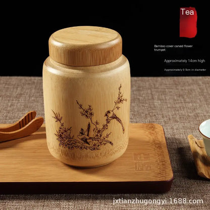Natural Bamboo Tea Canister with Lid
