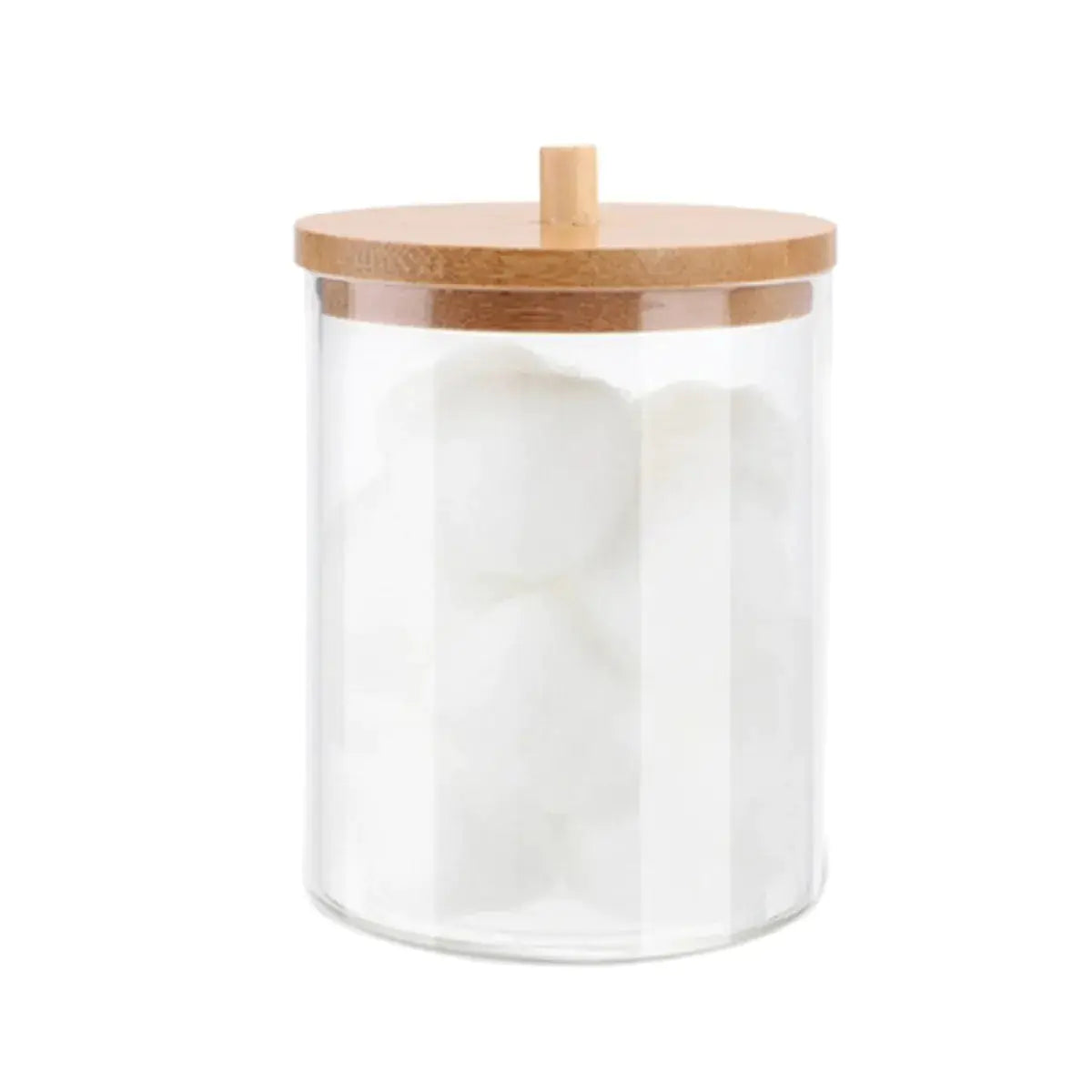 Cotton Swab Storage Bamboo Cover Acrylic Portable