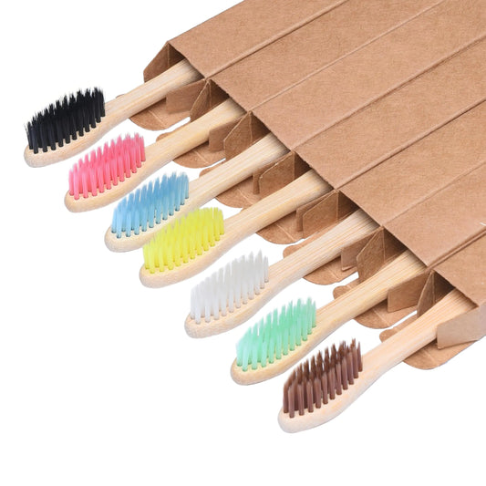7 Pcs Natural Green Bamboo Toothbrush Biodegradable and Environmentally Friendly Soft Bristles and BPA Free Professional Bamboo Toothbrush.