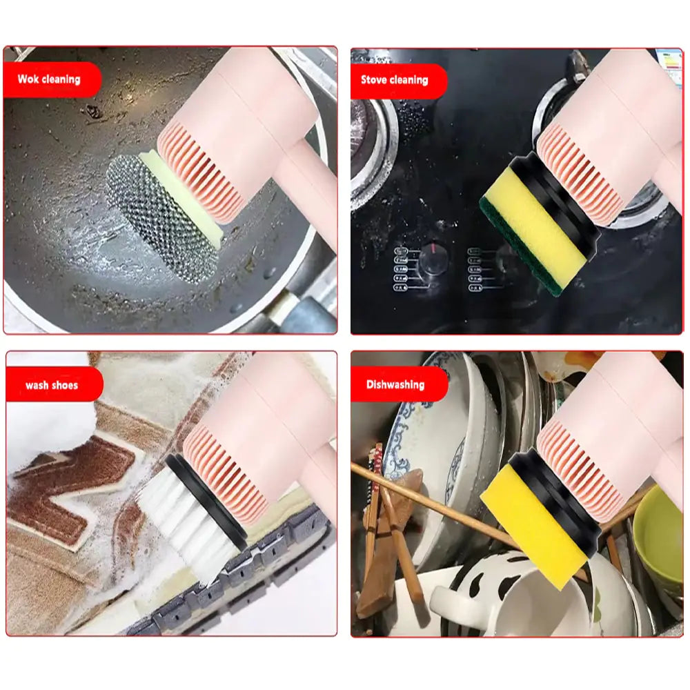 Electric Cleaning Brush with 3 Heads — Rechargeable, Efficient, and Built for Reuse