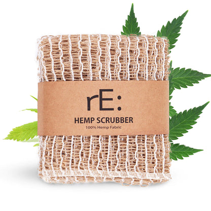 rE: Hemp Scrubber for Dishes and Bath Eco-Friendly 100% Hemp Fiber Biodegradable No Odor Unbleached Plastic Free Zero Waste (3Pk)