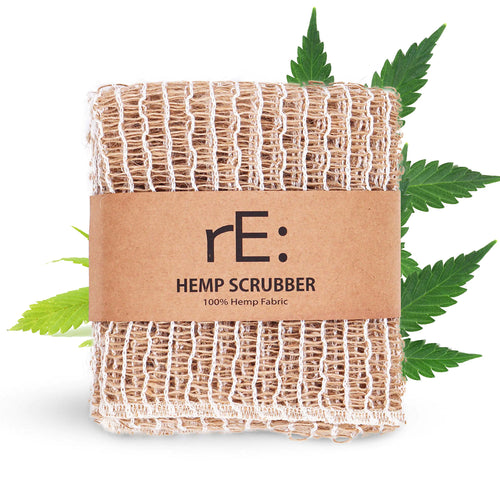rE: Hemp Scrubber for Dishes and Bath Eco-Friendly 100% Hemp Fiber Biodegradable No Odor Unbleached Plastic Free Zero Waste (3Pk)