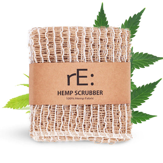 rE: Hemp Scrubber for Dishes and Bath Eco-Friendly 100% Hemp Fiber Biodegradable No Odor Unbleached Plastic Free Zero Waste (3Pk)